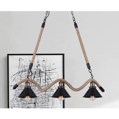 Padma 3 Light 34 inch Black Island/Pool Table Light Ceiling Light