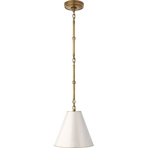 Thomas O'Brien Goodman 1 Light 10 inch Hand-Rubbed Antique Brass Hanging Shade Ceiling Light in Antique White, Petite