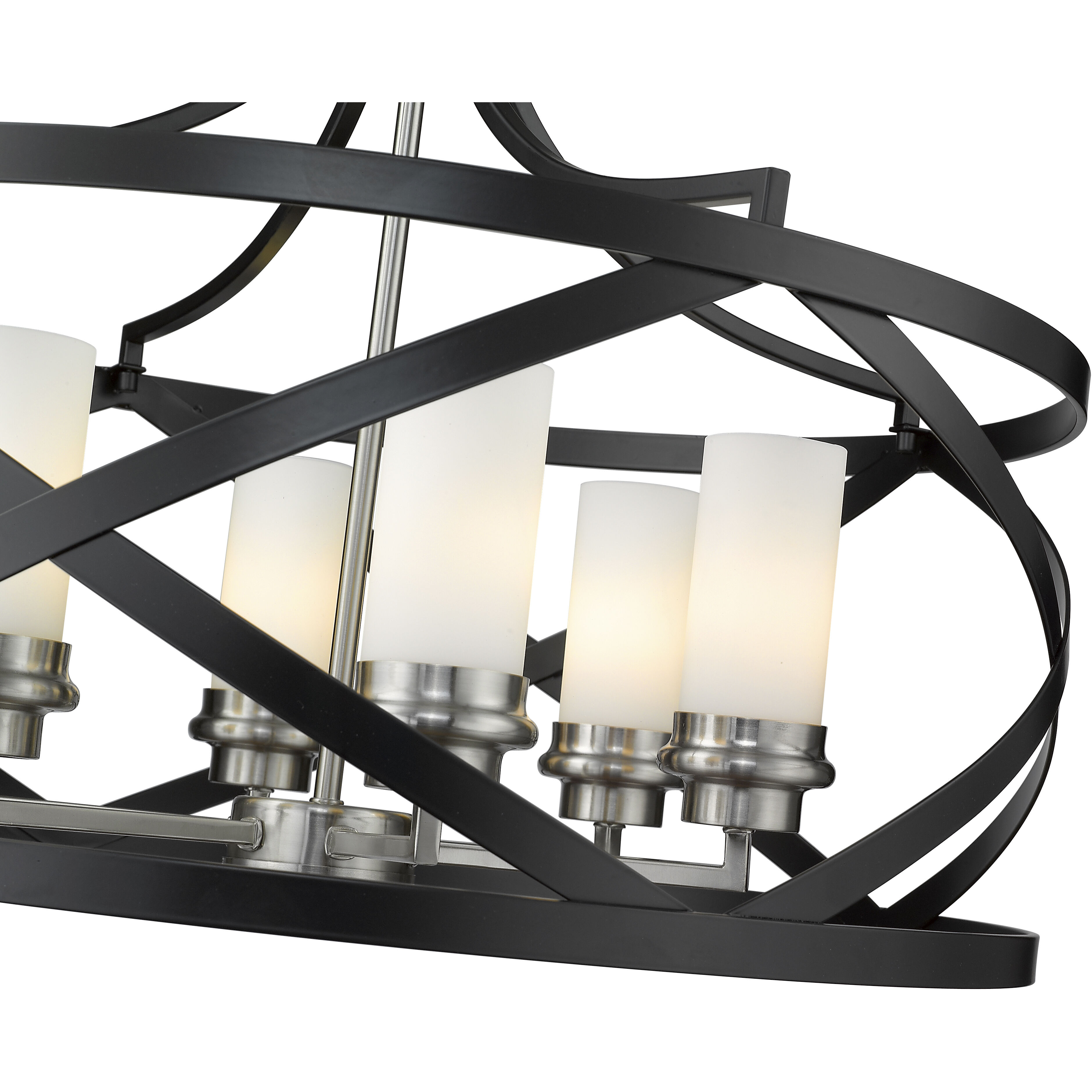 Malcalester 6 Light 24 inch Matte Black and Brushed Nickel Chandelier Ceiling Light