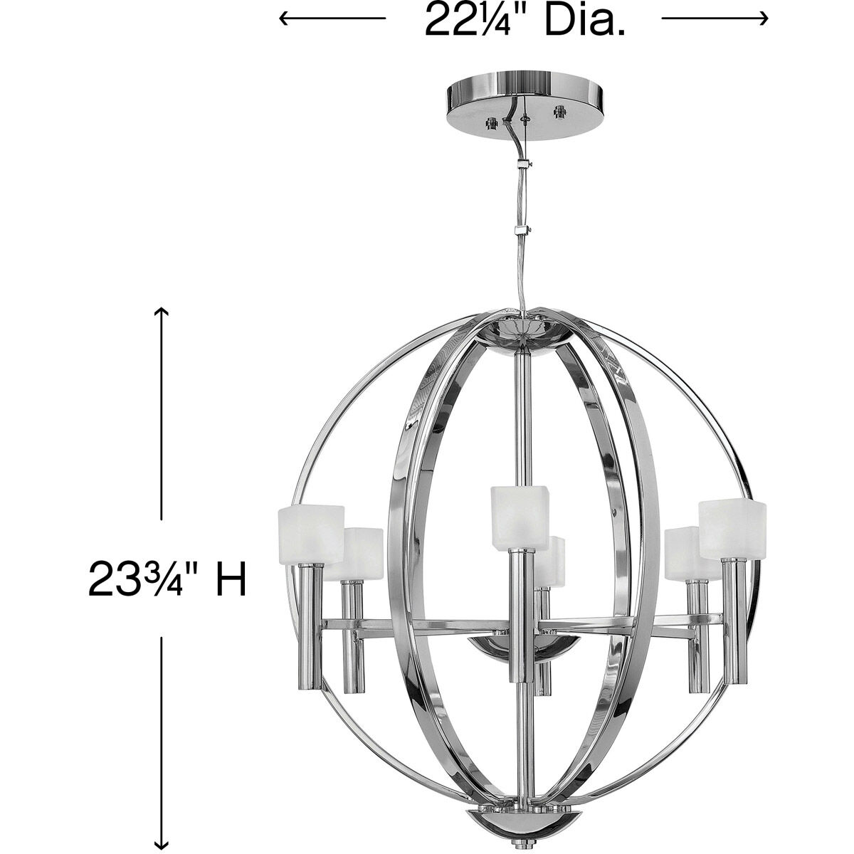 Mondo 6 Light 22.25 inch Polished Chrome Chandelier Ceiling Light