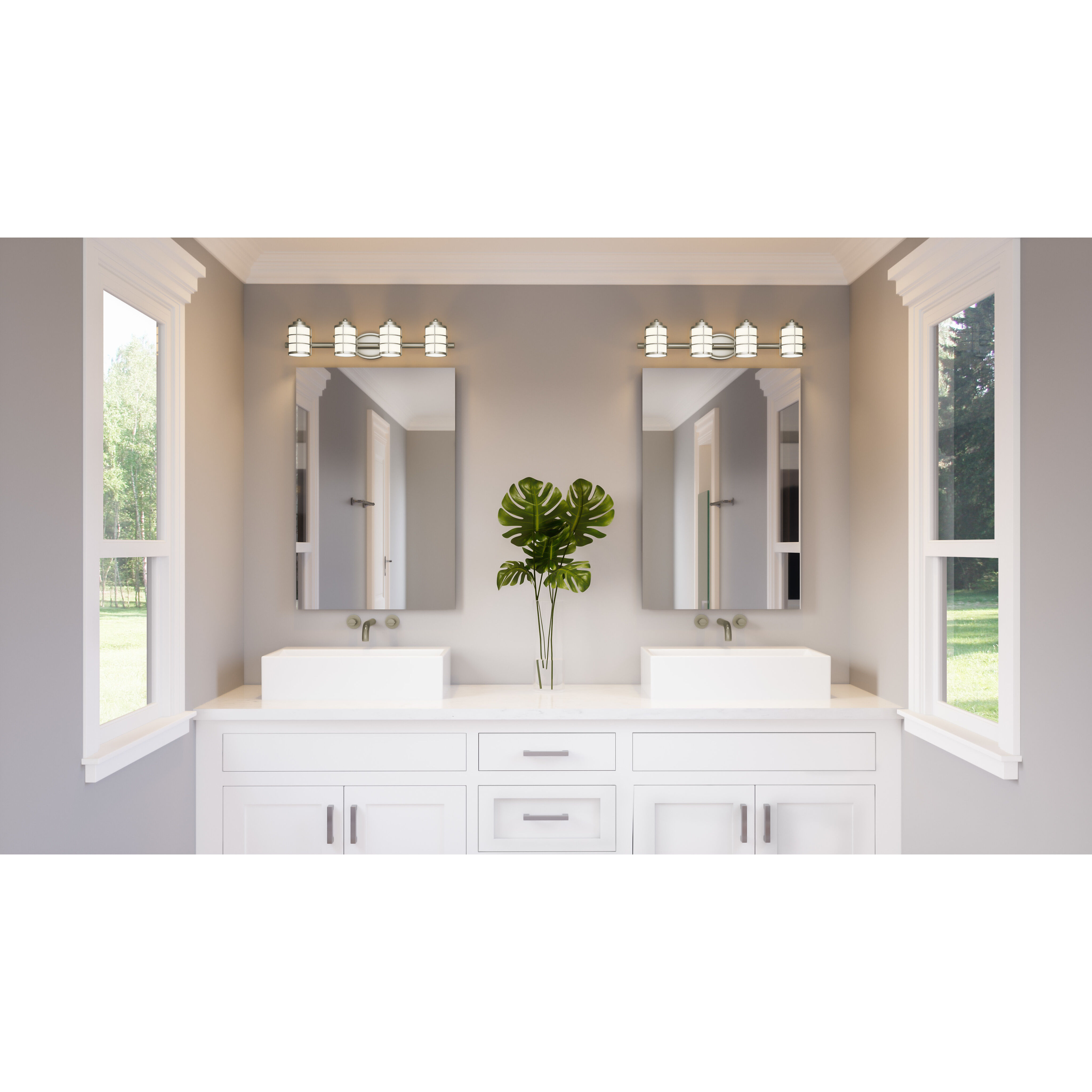 Hazlett 4 Light 31 inch Brushed Nickel Bath Light Wall Light