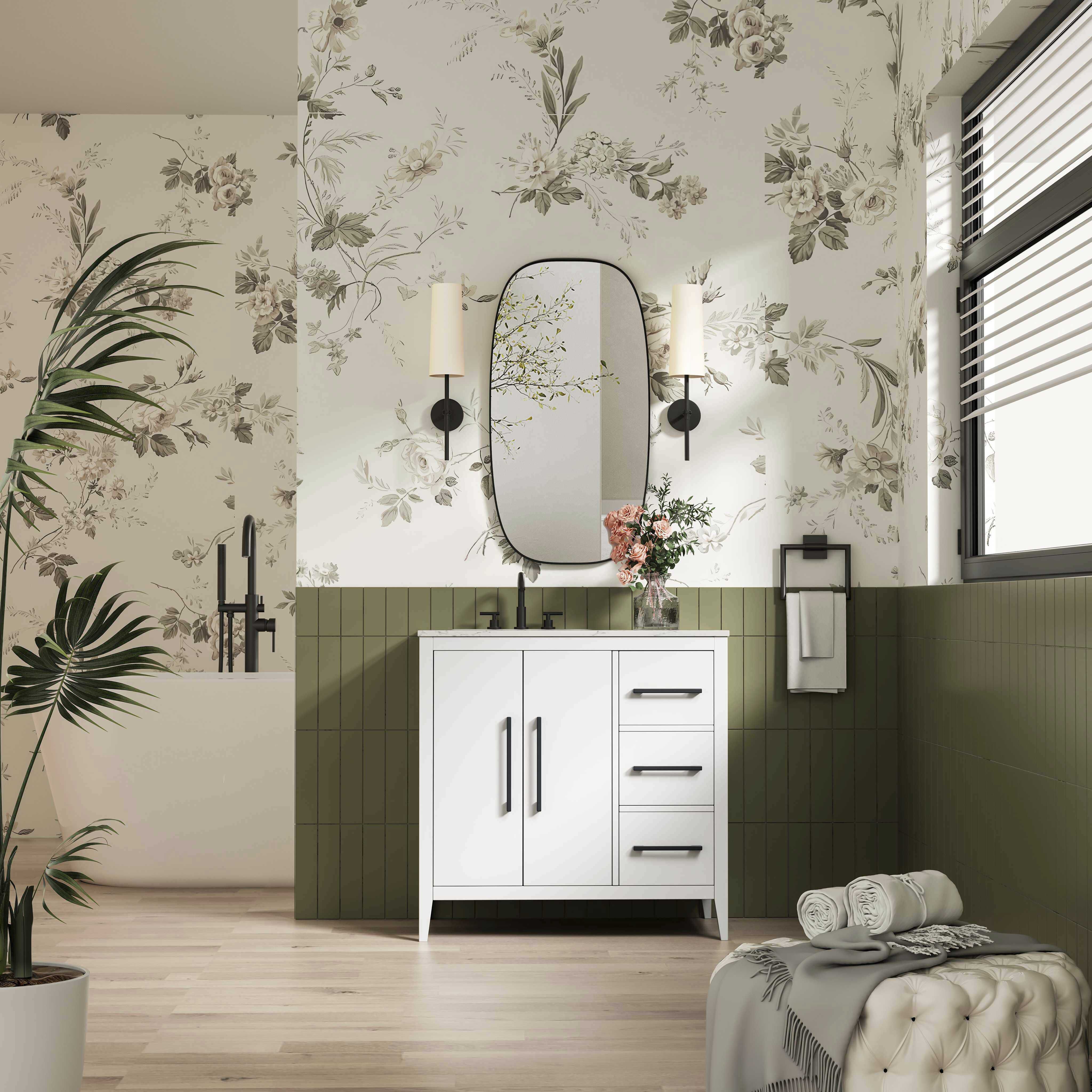 Millie 36 X 35 inch White Bathroom Vanity Cabinet