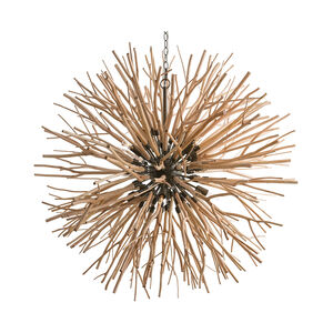 Finch 8 Light 43 inch Natural Wood/Natural Iron Chandelier Ceiling Light, Round