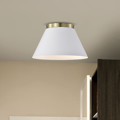 Dover 2 Light 14 inch White/Vintage Brass Flush Ceiling Light