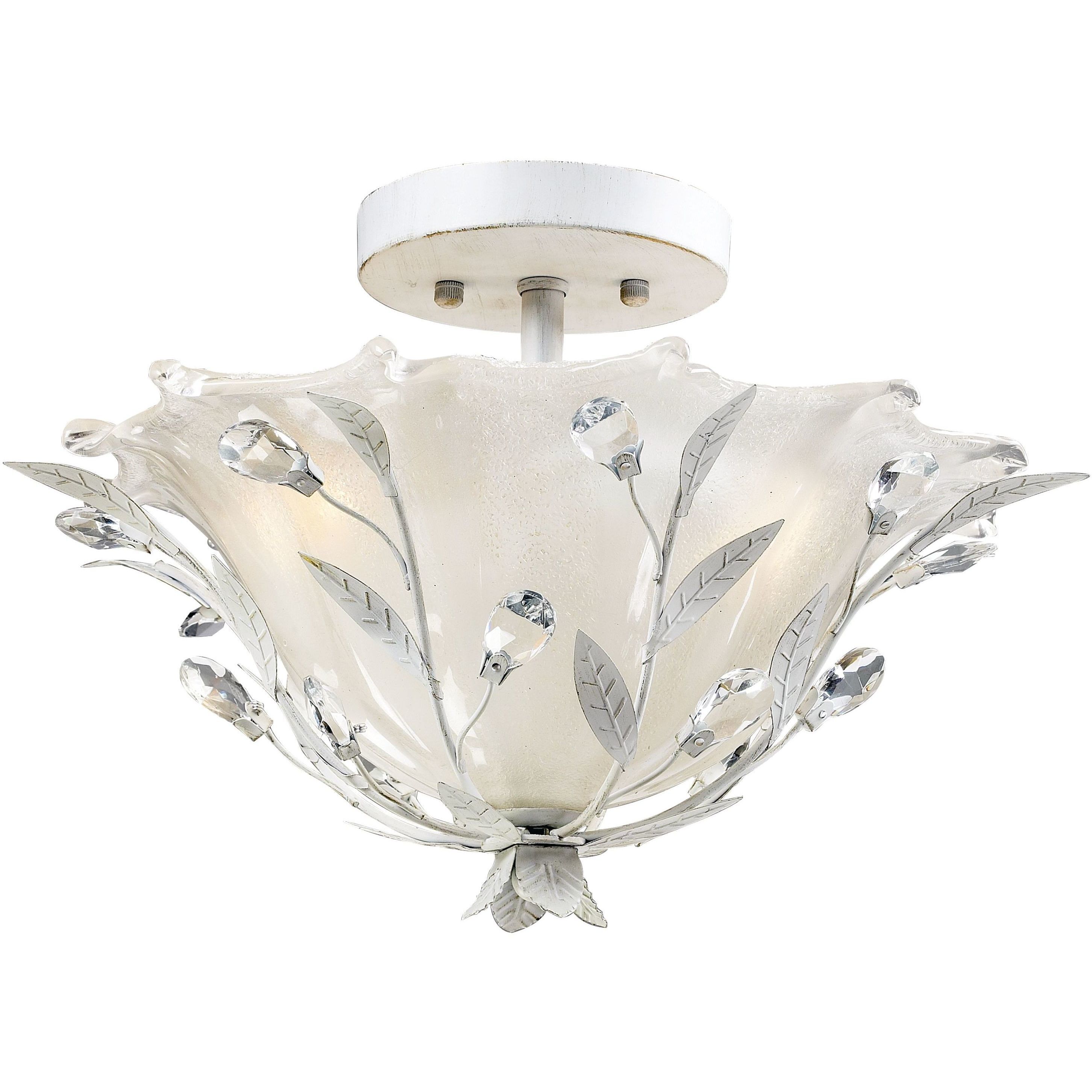 Circeo 2 Light 17 inch Antique White with Clear Semi Flush Mount Ceiling Light