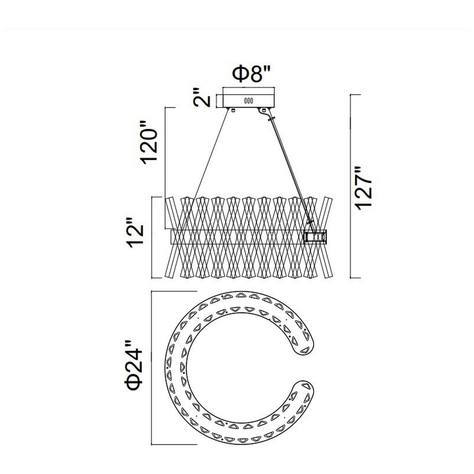 Glace LED 24 inch Chrome Chandelier Ceiling Light