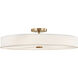 Textile Collection - Genova Family 48 inch Brushed Brass and White Linen Semi-Flush Ceiling Light in 48" D x 48" W x 11.75" H, EVOLV