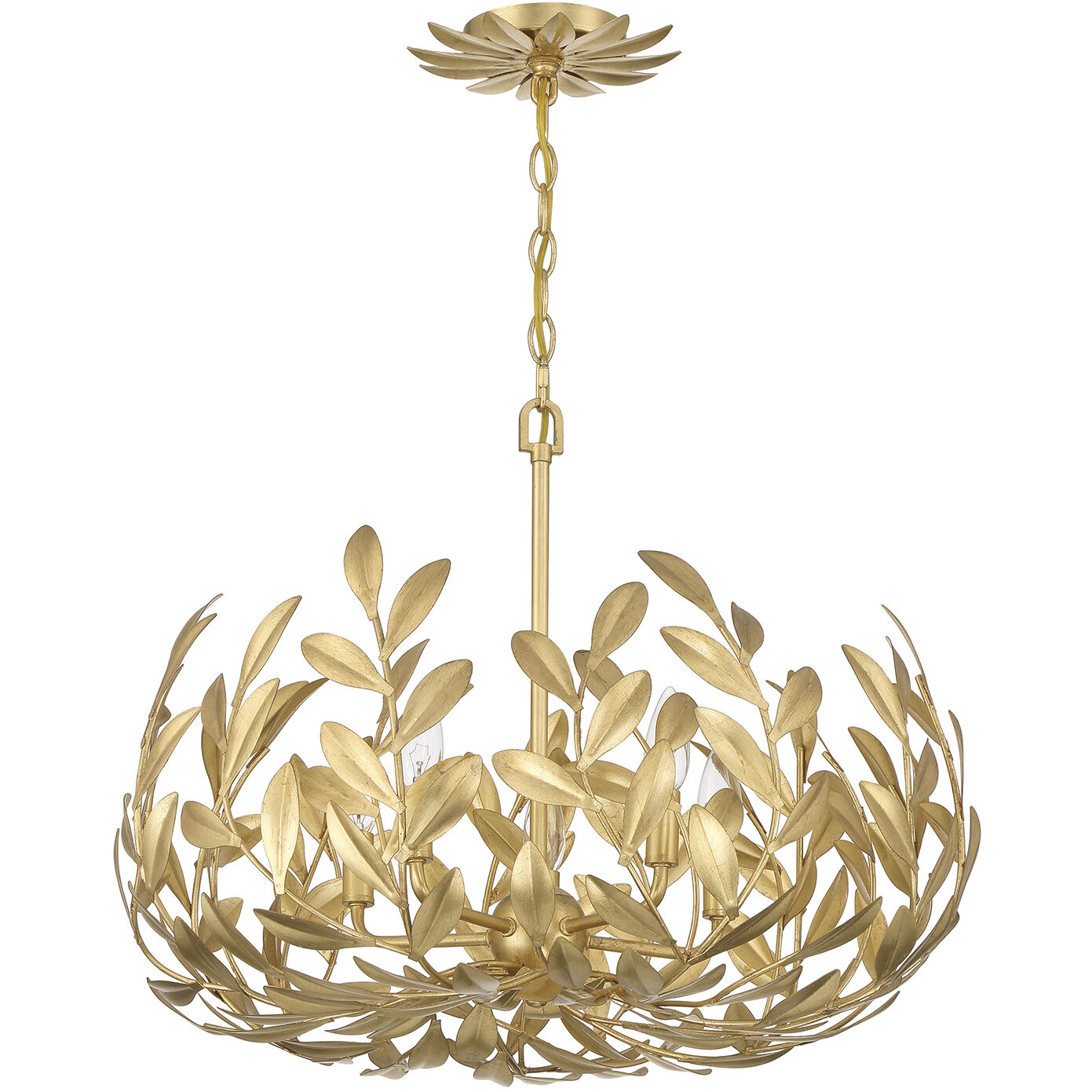 Broche 5 Light 23 inch Antique Gold Chandelier Ceiling Light