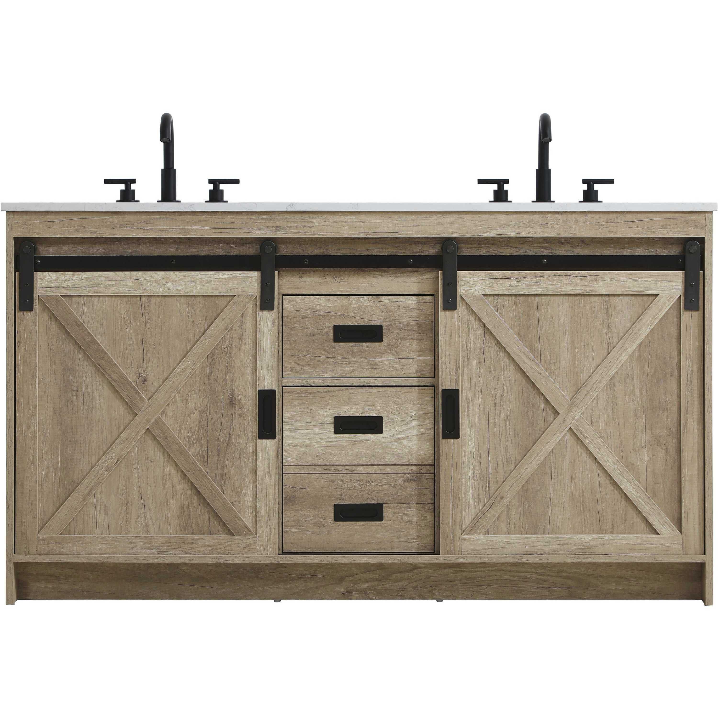 Austin 60 X 34 inch Natural Oak Bathroom Vanity Cabinet