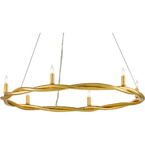 Soliloquy 6 Light 33 inch Contemporary Gold Leaf Chandelier Ceiling Light