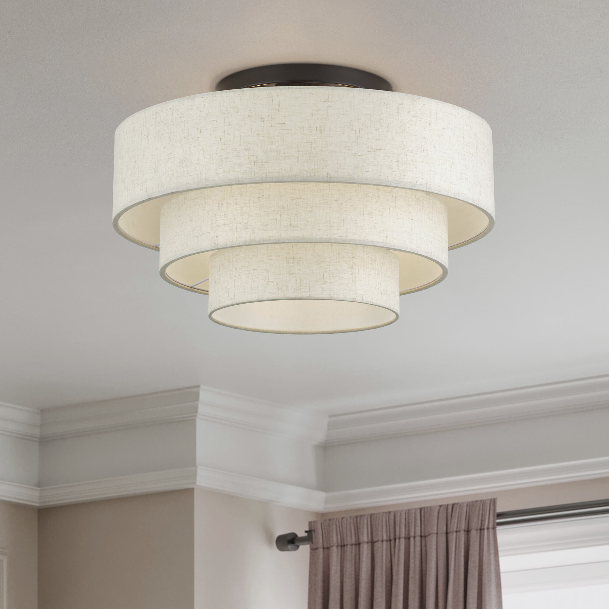Manorwood 4 Light 21 inch English Bronze Semi Flush Mount Ceiling Light, Extra Large