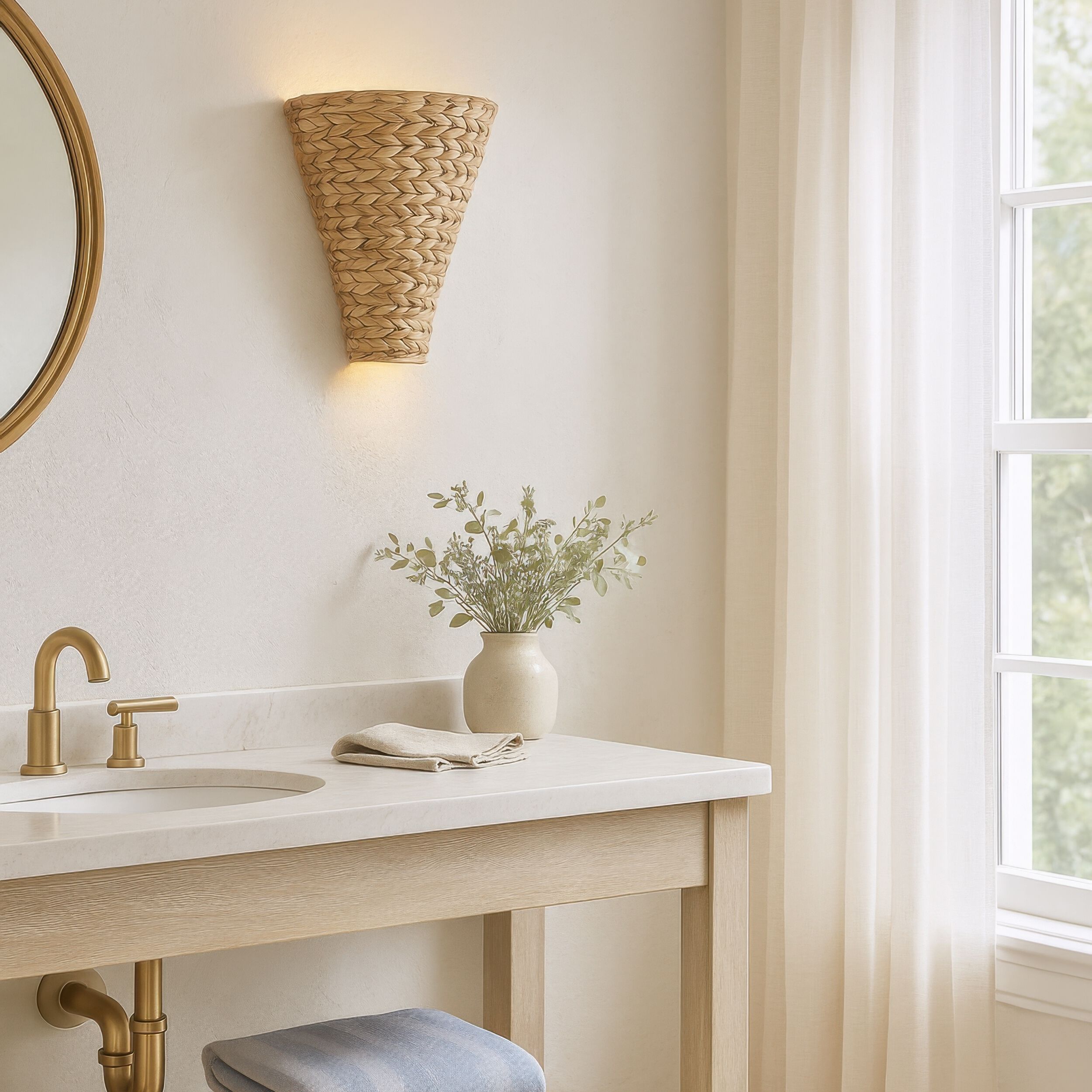 Hilton Head 1 Light 10.25 inch French Gold with Natural Seagrass Wall Sconce Wall Light