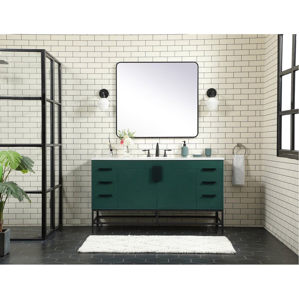 Eugene 60 X 22 X 33.5 inch Green Vanity Sink Set