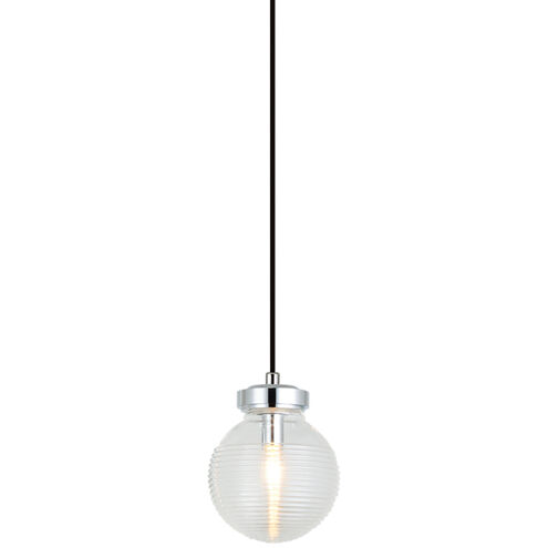 Ridge 1 Light 8 inch Chrome Pendant Ceiling Light in Chrome and Clear