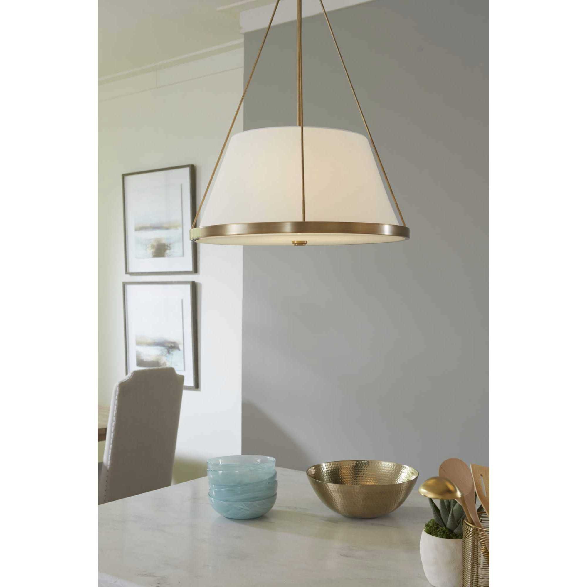 Saffert 3 Light 22 inch Vintage Brass Pendant Ceiling Light, Design Series