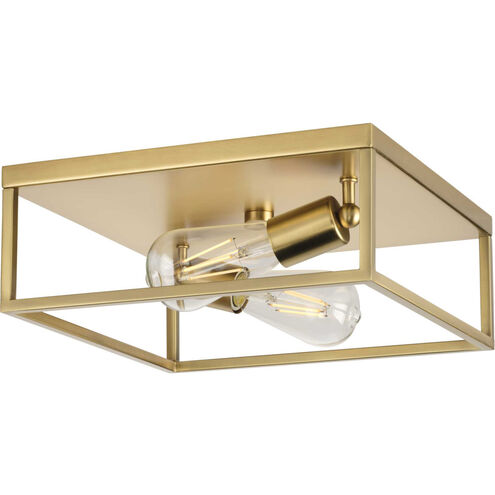 Perimeter 2 Light 12 inch Satin Brass Flush Mount Ceiling Light