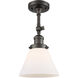 Franklin Restoration Large Cone 1 Light 8 inch Oil Rubbed Bronze Semi-Flush Mount Ceiling Light in Matte White Glass, Franklin Restoration