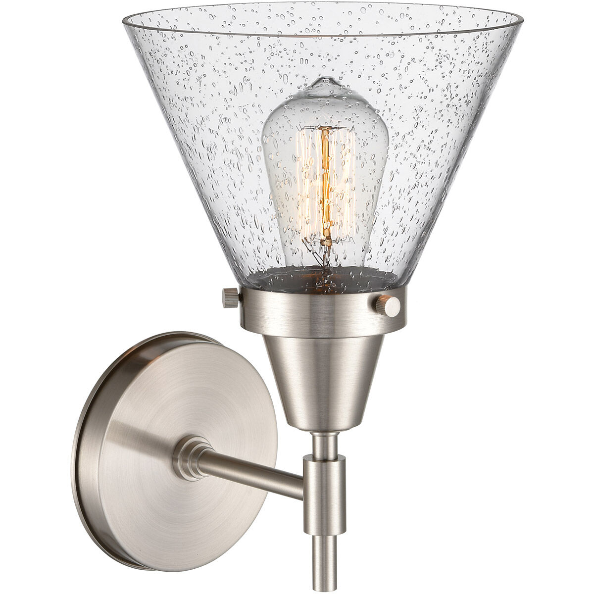 Caden 1 Light 8 inch Satin Nickel Sconce Wall Light in Seedy Glass