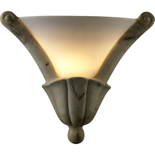 Ambiance Curved Cone 1 Light 13 inch Vanilla Gloss Wall Sconce Wall Light in White Frosted Glass