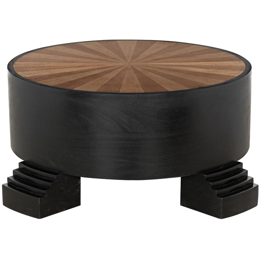 Tambour 44 X 44 inch Hand Rubbed Black with Veneer Top Coffee Table