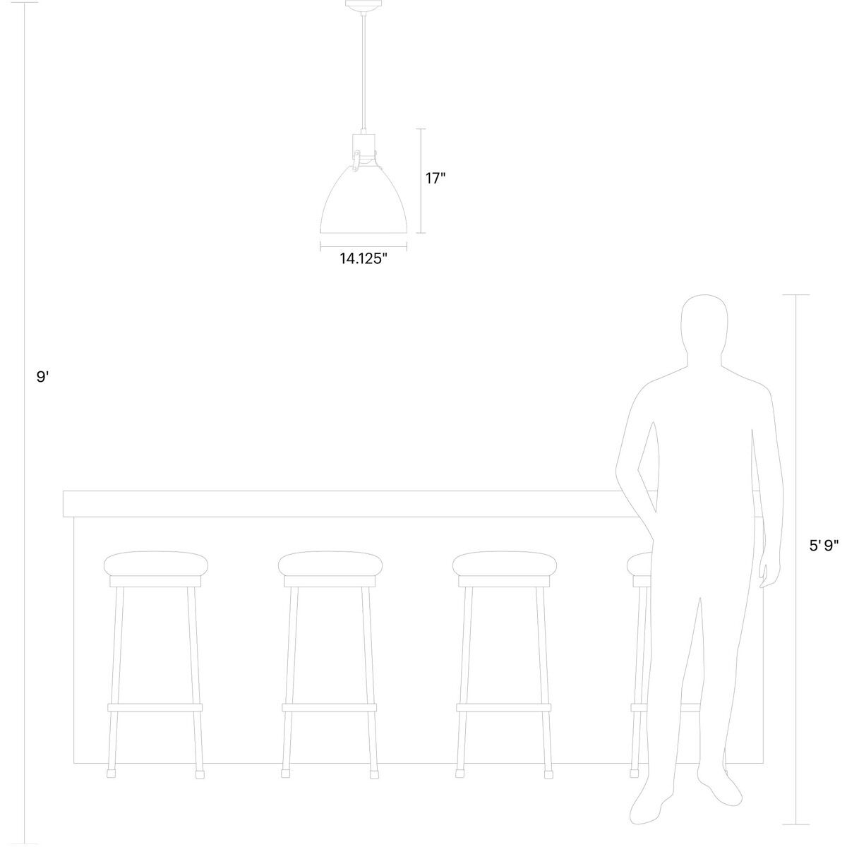 Sean Lavin Brynne Pendant Ceiling Light in Satin Nickel
