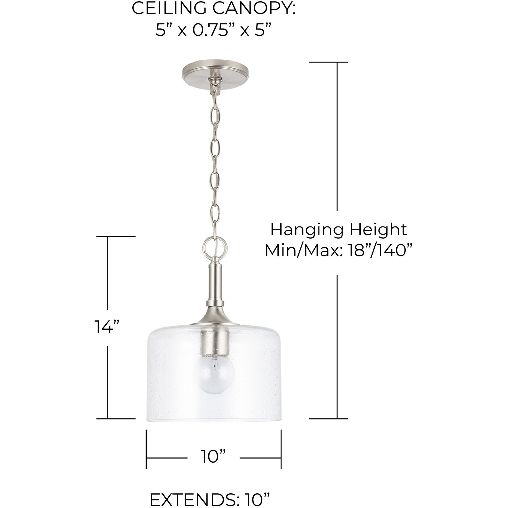 Carter 1 Light 10 inch Brushed Nickel Pendant Ceiling Light