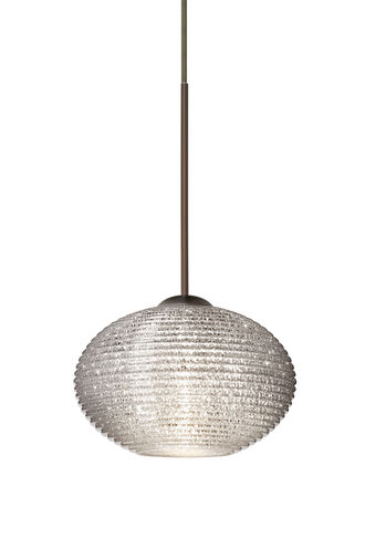 Lasso 1 Light Bronze Pendant Ceiling Light in Glitter Glass, Halogen