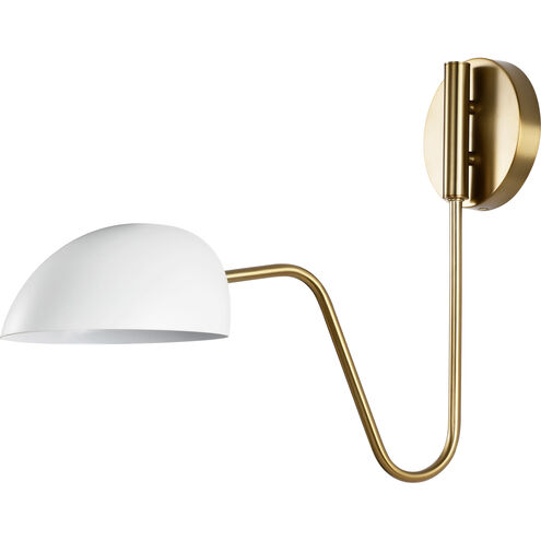 Trilby 1 Light 7 inch Matte White/Burnished Brass Bathroom Vanity Lights Wall Light