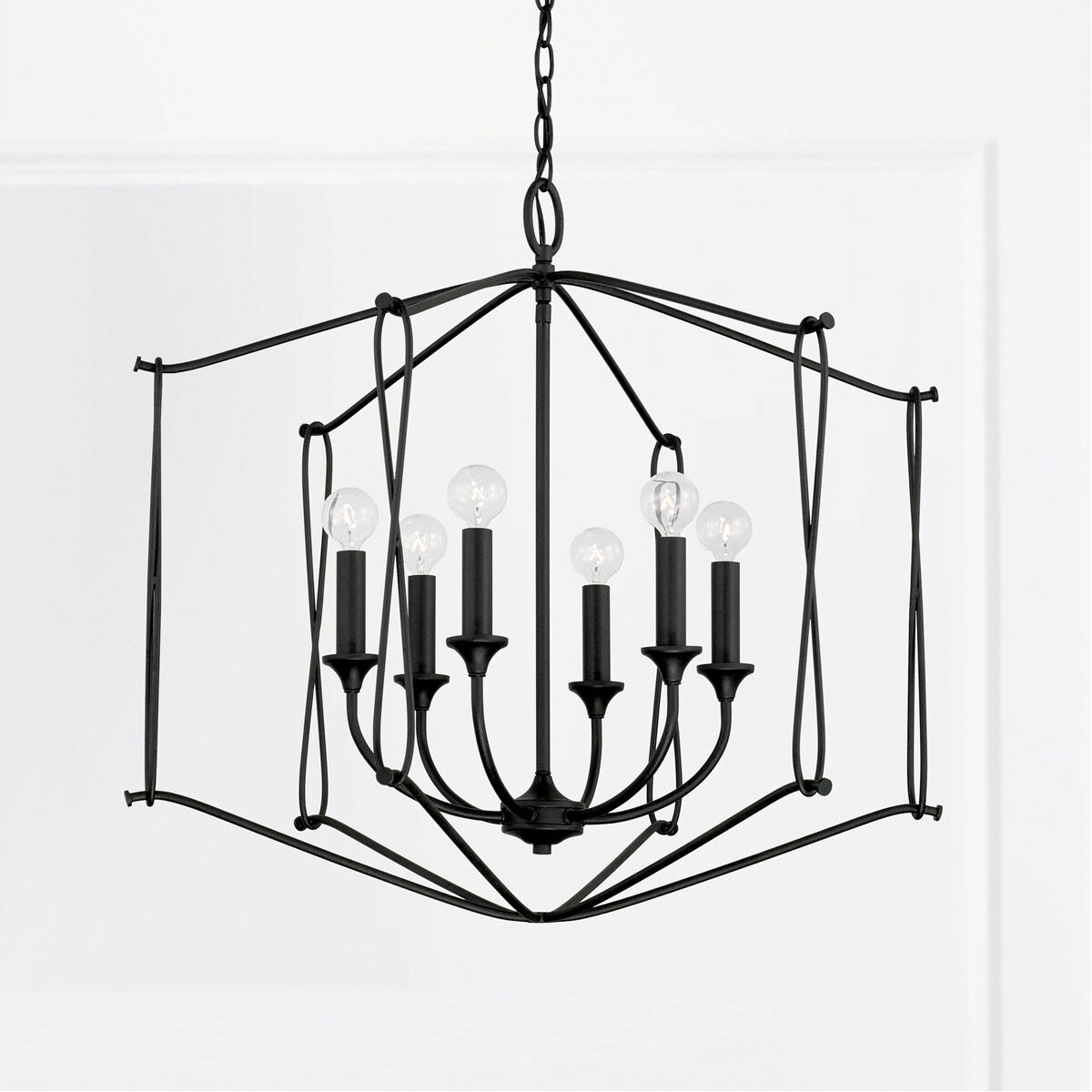 Bentley 6 Light 28 inch Black Iron Foyer Light Ceiling Light