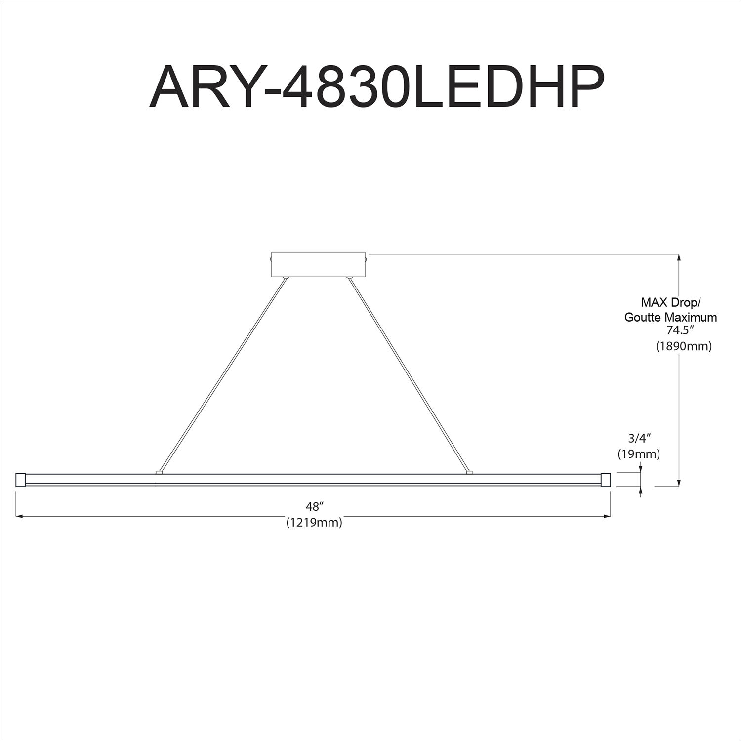 Array LED 48 inch Aged Brass Horizontal Pendant Ceiling Light