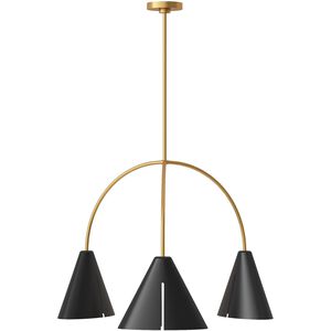 Kelly by Kelly Wearstler Cambre 3 Light 32.38 inch Midnight Black and Burnished Brass Chandelier Ceiling Light in Midnight Black / Burnished Brass
