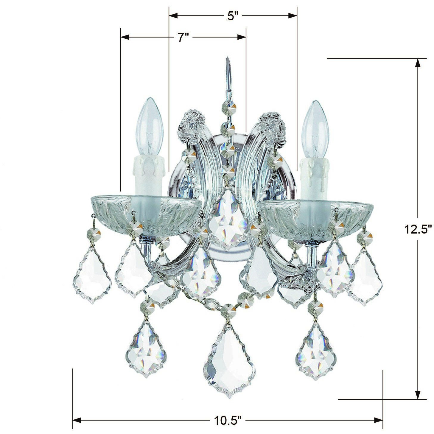 Maria Theresa Sconce Wall Light in Clear Spectra, Polished Chrome
