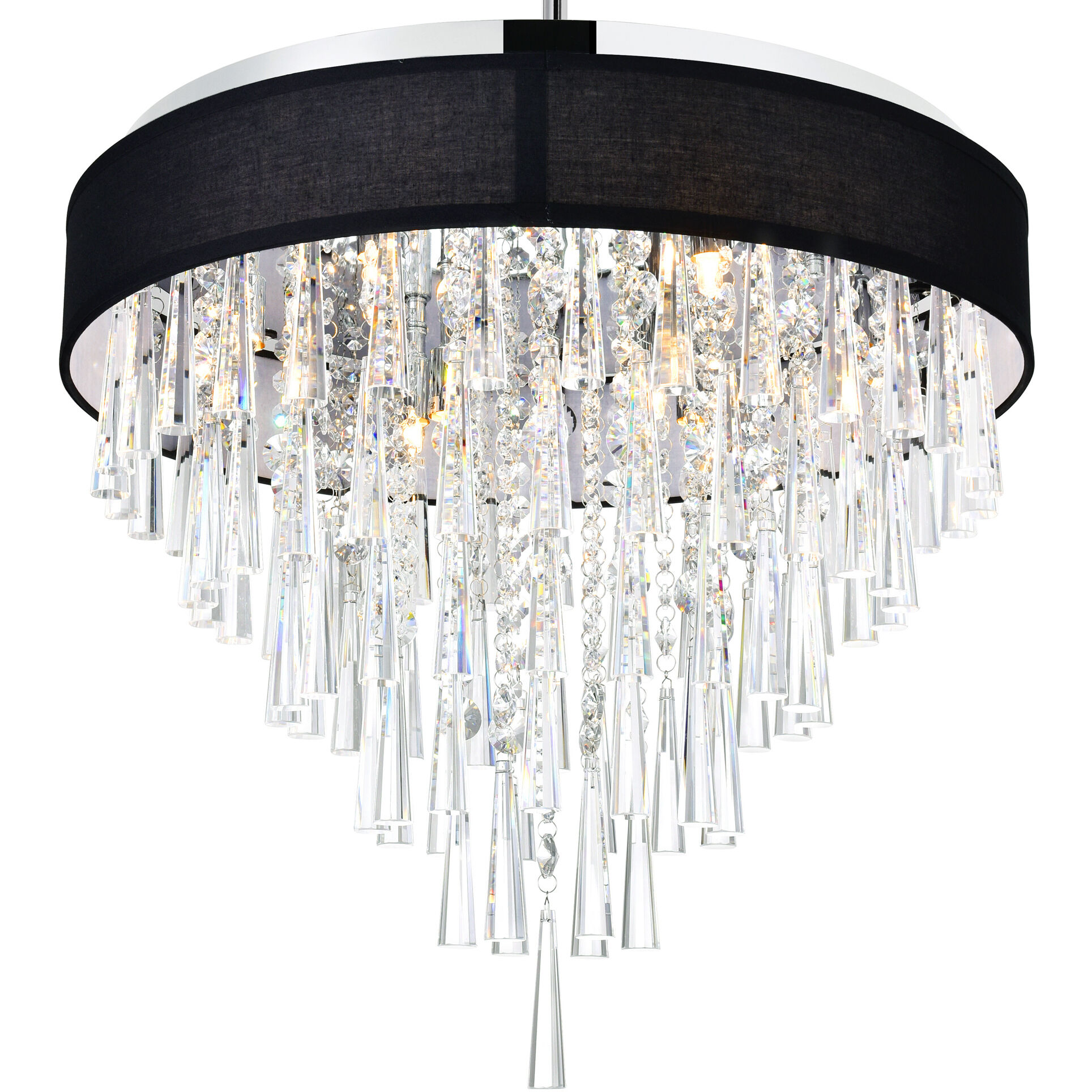 Franca 8 Light 22 inch Chrome Drum Shade Chandelier Ceiling Light in Black