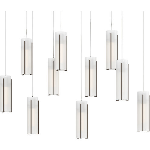 Exos Glass 10 Light 44.5 inch Bronze Pendant Ceiling Light in Opal, Rectangular