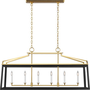 C&M by Chapman & Myers Carlow 6 Light 48.13 inch Midnight Black Linear Chandelier Ceiling Light in Midnight Black / Burnished Brass