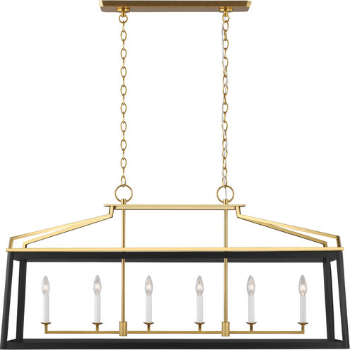 C&M by Chapman & Myers Carlow 6 Light 48.13 inch Midnight Black Linear Chandelier Ceiling Light in Midnight Black / Burnished Brass