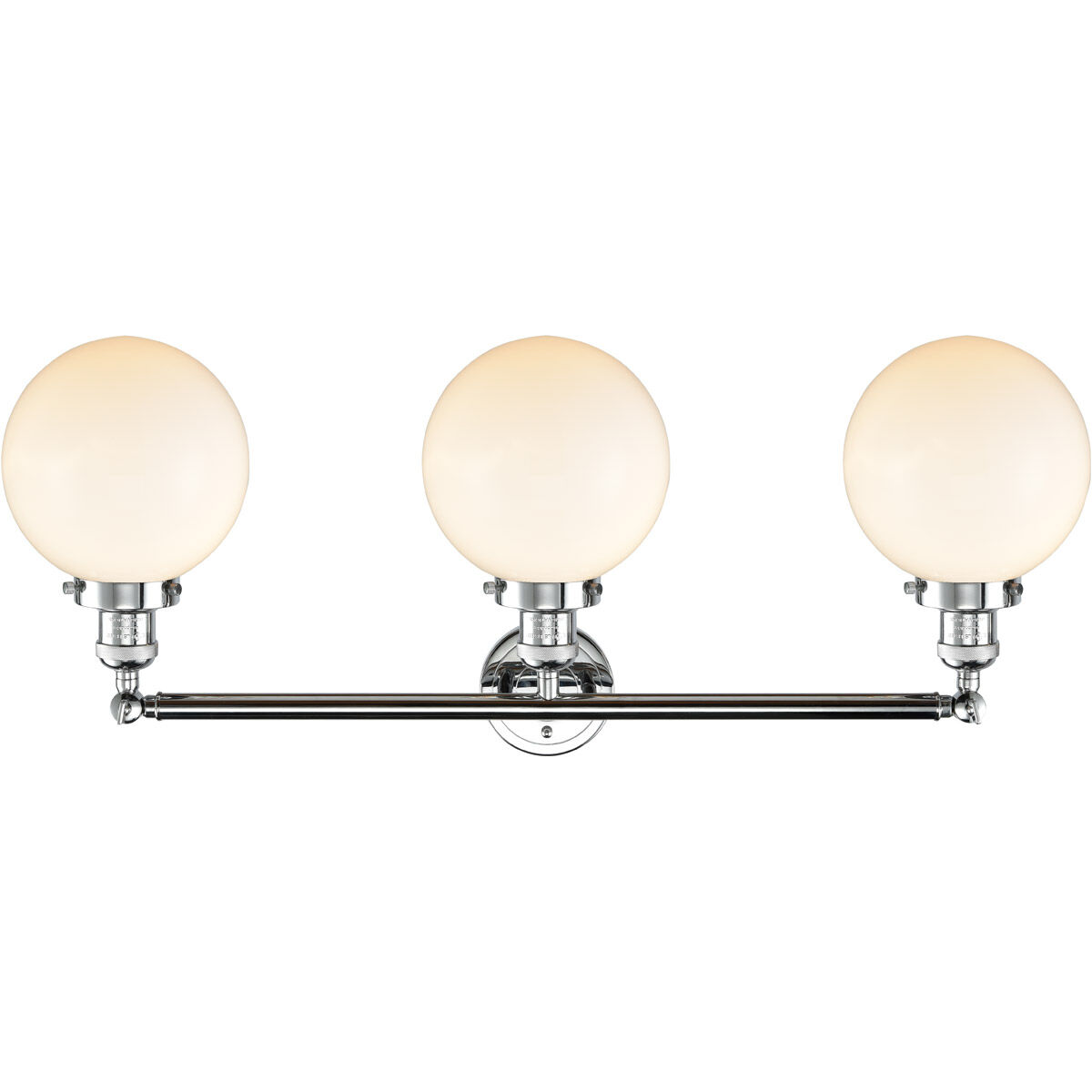 Franklin Restoration Large Beacon LED 32 inch Polished Chrome Bath Vanity Light Wall Light in Matte White Glass, Franklin Restoration