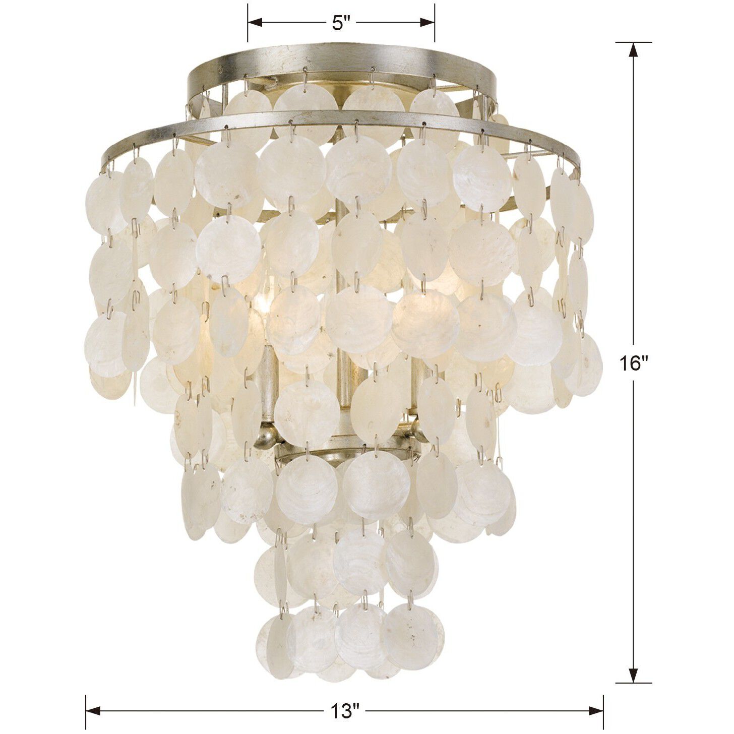 Brielle 3 Light 13 inch Antique Silver Flush Ceiling Light