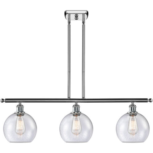 Ballston Athens 3 Light 36 inch Polished Chrome Island Light Ceiling Light in Seedy Glass, Ballston