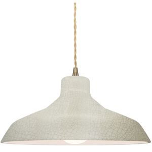 Radiance LED 13.5 inch White Crackle and Antique Brass Pendant Ceiling Light