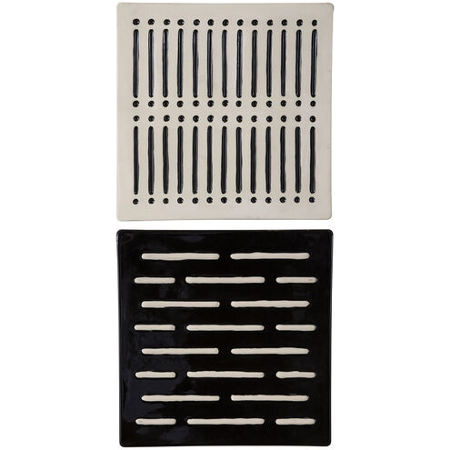 Domino Effect Matte Ivory and Gloss Black Wall Decor, Set of 2