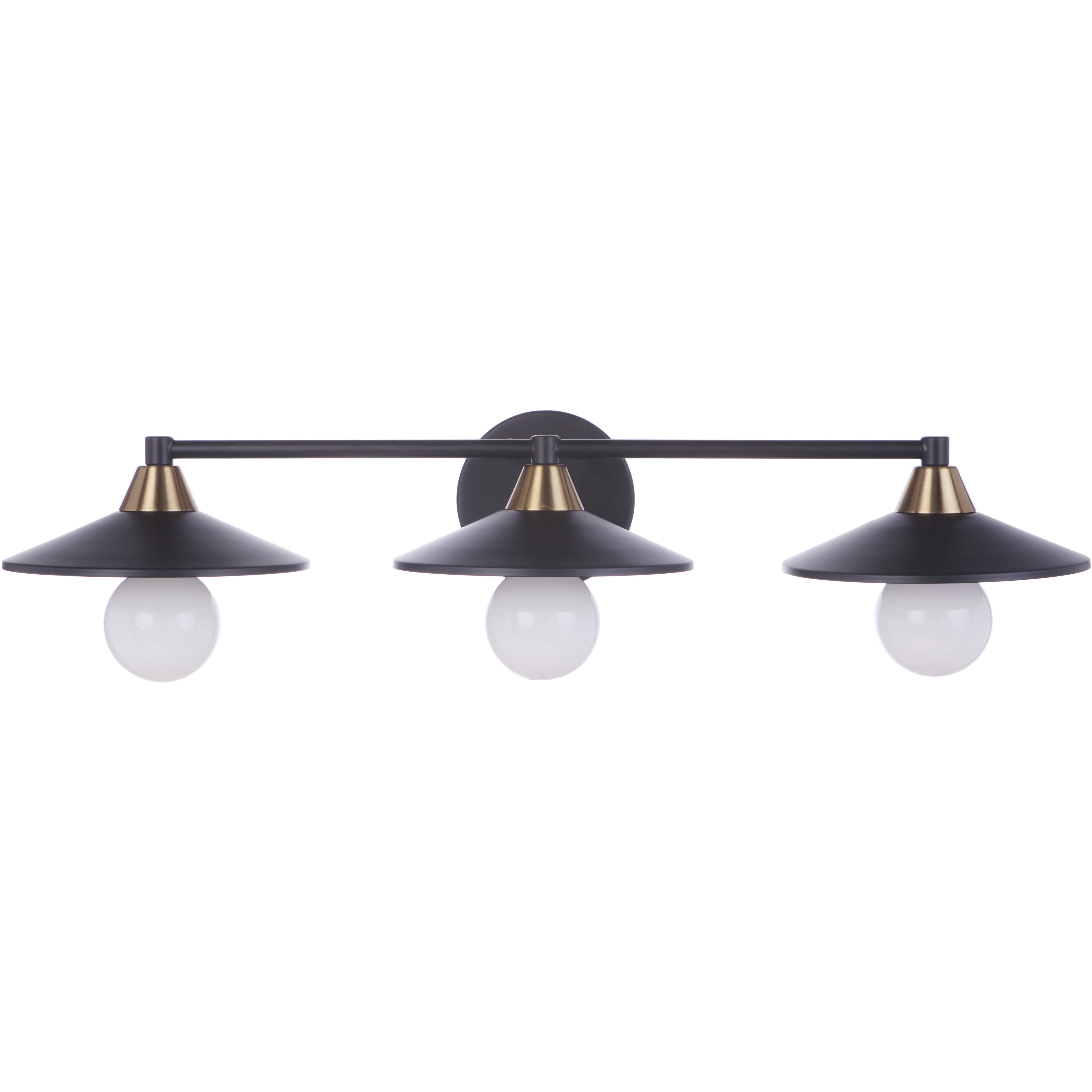Matte black and brass vanity light outlet