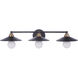 Isaac 3 Light 28.68 inch Flat Black/Satin Brass Vanity Light Wall Light in Flat Black and Satin Brass
