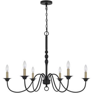 Marino 6 Light 36 inch Black and Antique Brass Chandelier Ceiling Light