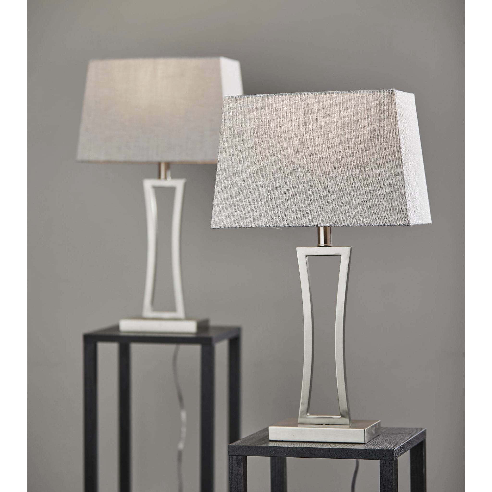 Camila 24.25 inch 100 watt Brushed Steel Table Lamp Portable Light, Set of 2, Simplee Adesso