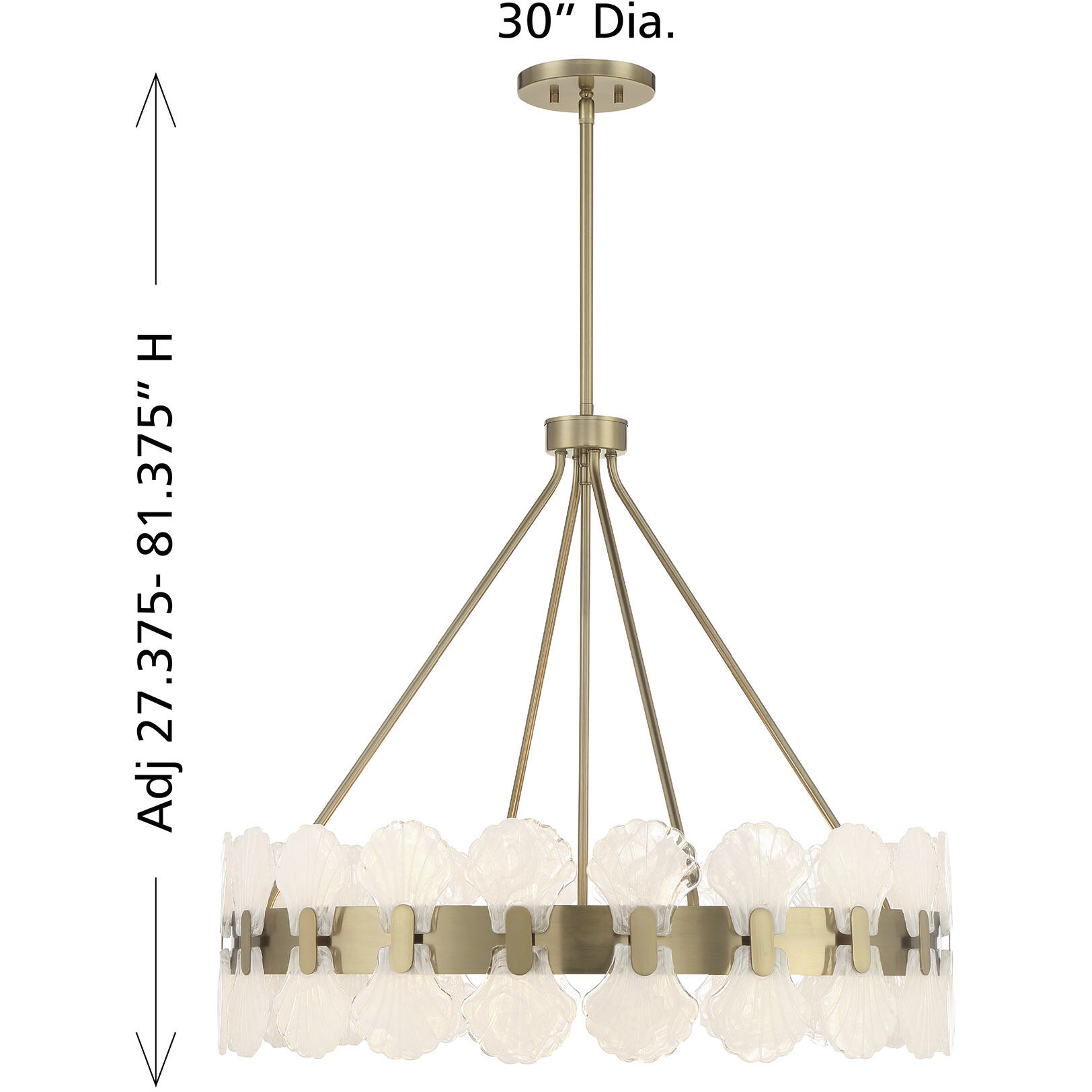 Bancroft 6 Light 30 inch Noble Brass Chandelier Ceiling Light