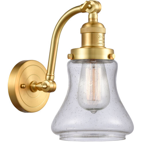 Franklin Restoration Bellmont 1 Light 7 inch Satin Gold Sconce Wall Light in Seedy Glass, Franklin Restoration