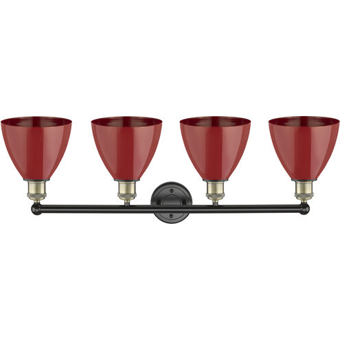 Plymouth Dome 4 Light 34.5 inch Black Antique Brass and Red Bath Vanity Light Wall Light