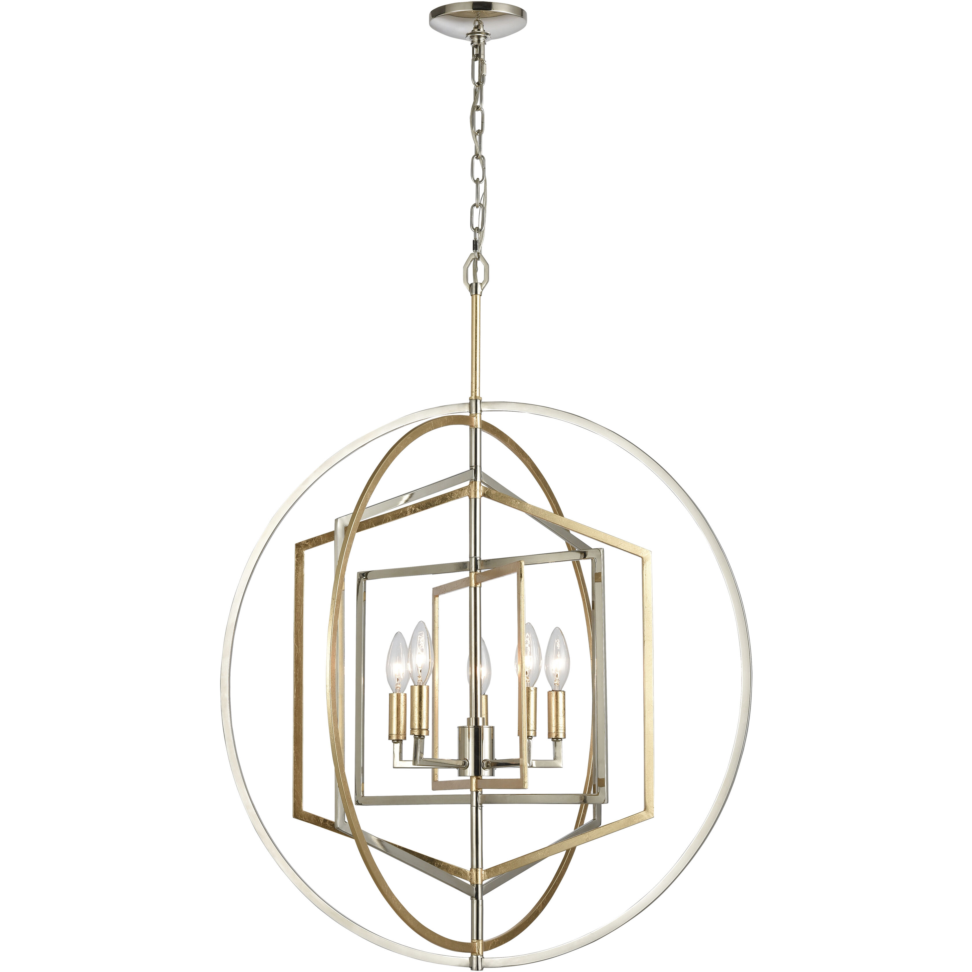 Geosphere 5 Light 27 inch Polished Nickel Chandelier Ceiling Light