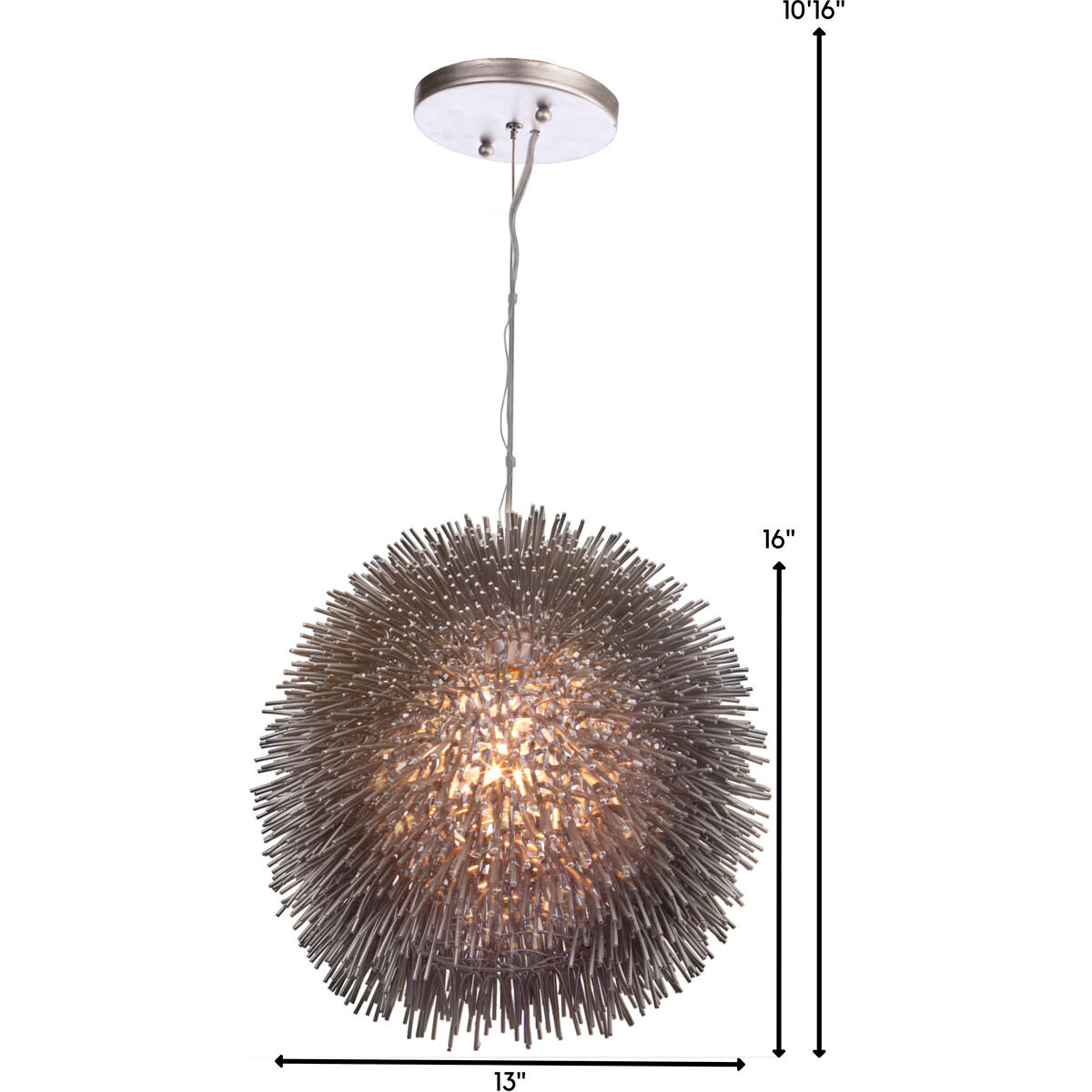 Urchin 1 Light 13 inch Painted Chrome Pendant Ceiling Light